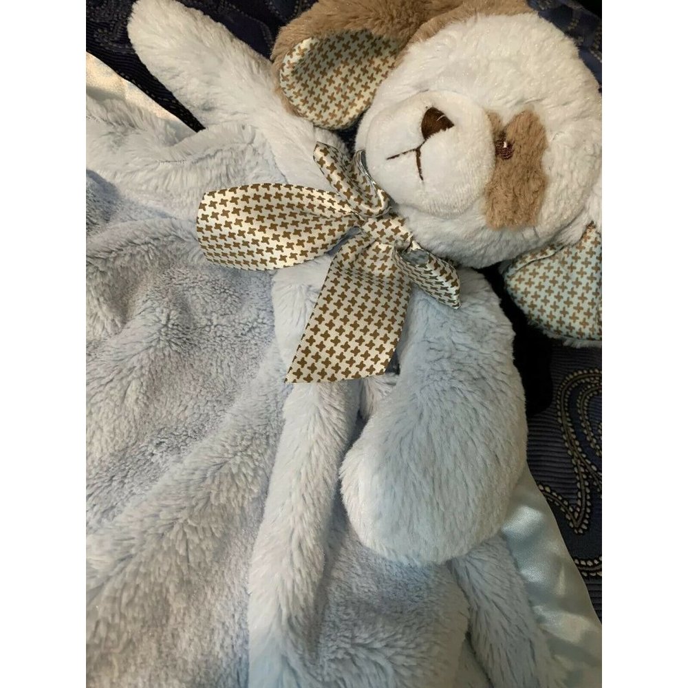 Bearington Baby Collection Security Blanket Plush Lovey‎ Satin Trim Puppy Dog